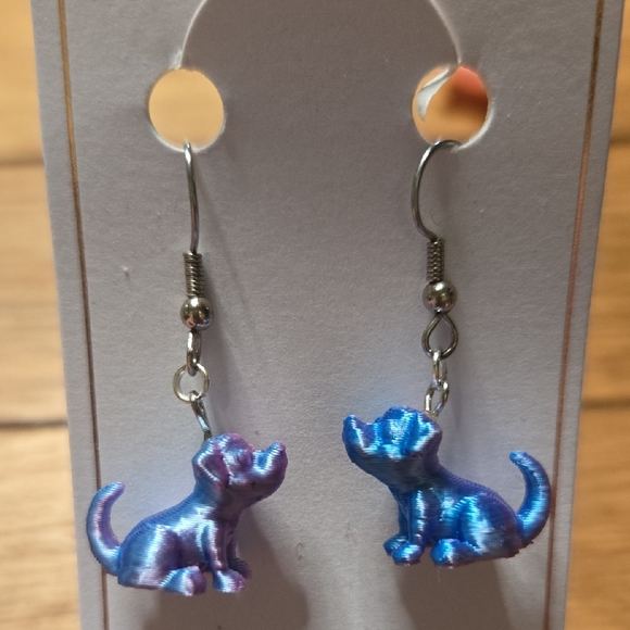 Handmade Jewelry - Blue and Purple Dog Earrings